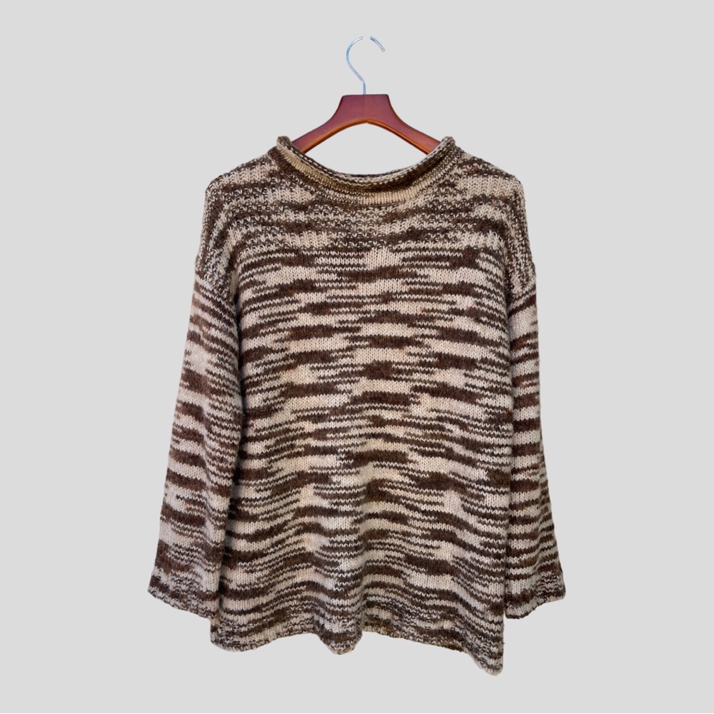 Urban Outfitters ECOTE Women’s Mock Neck Brown/Cream Space Dye Sweater Sz S